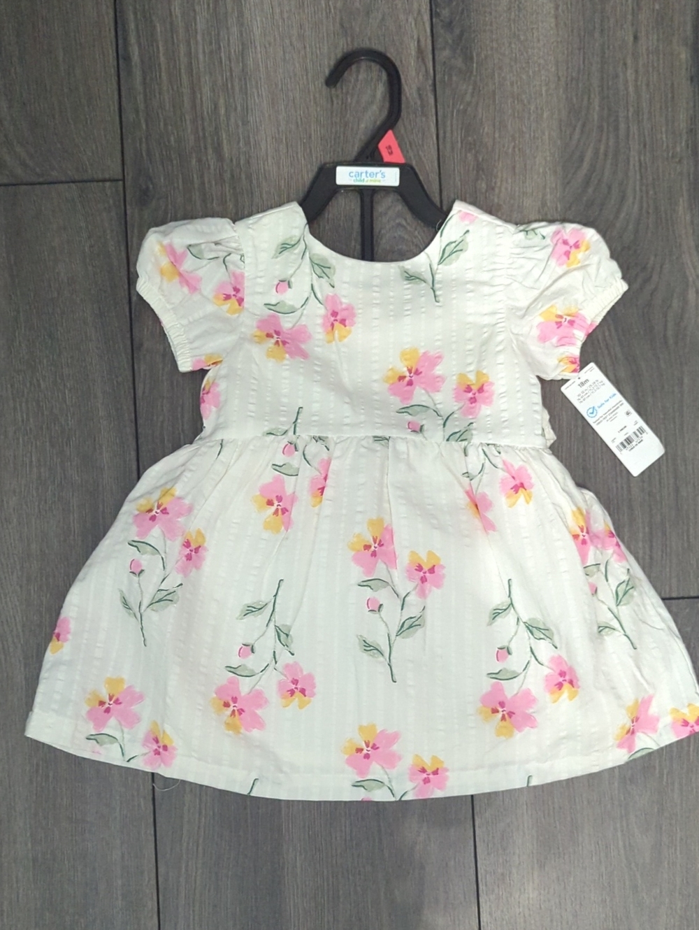 Carter's White Floral Dress with Pink & Yellow Blooms